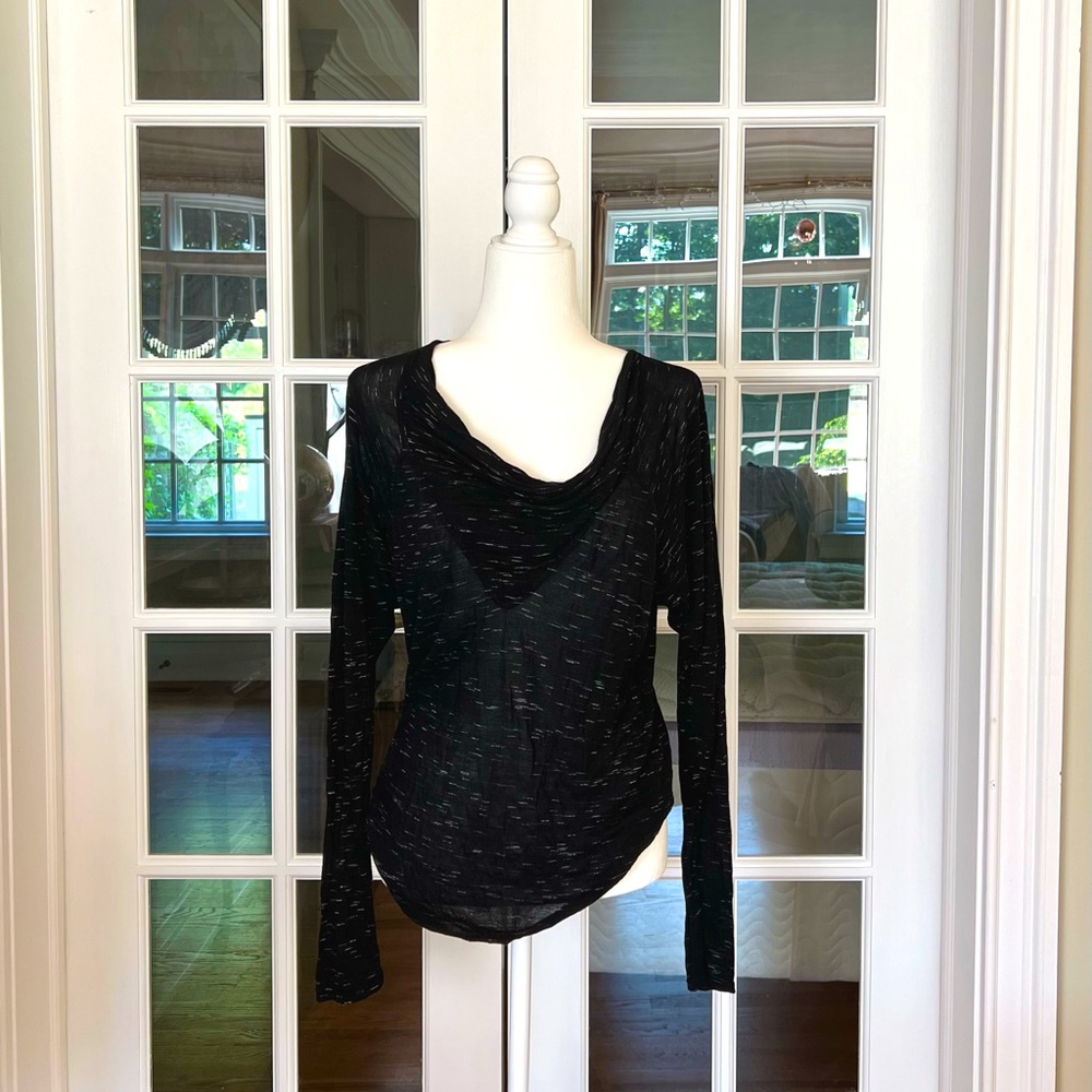 NWOT $100 Hard Tail Forever Sheer Cowl Neck Top Sz M